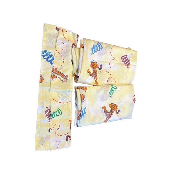 vintage Disney winnie the pooh tigger hopping yellow 2 curtain panels 40x63 each - Picture 1 of 9